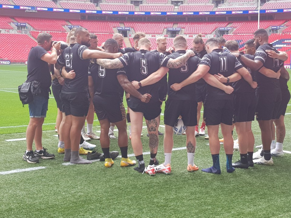 Leigh players walk arm in arm ahead of first Challenge Cup final in 52 years