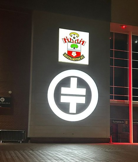 Mysterious logo appears on side of Southampton’s St Mary’s stadium leaving fans baffled.. but some have cracked the code