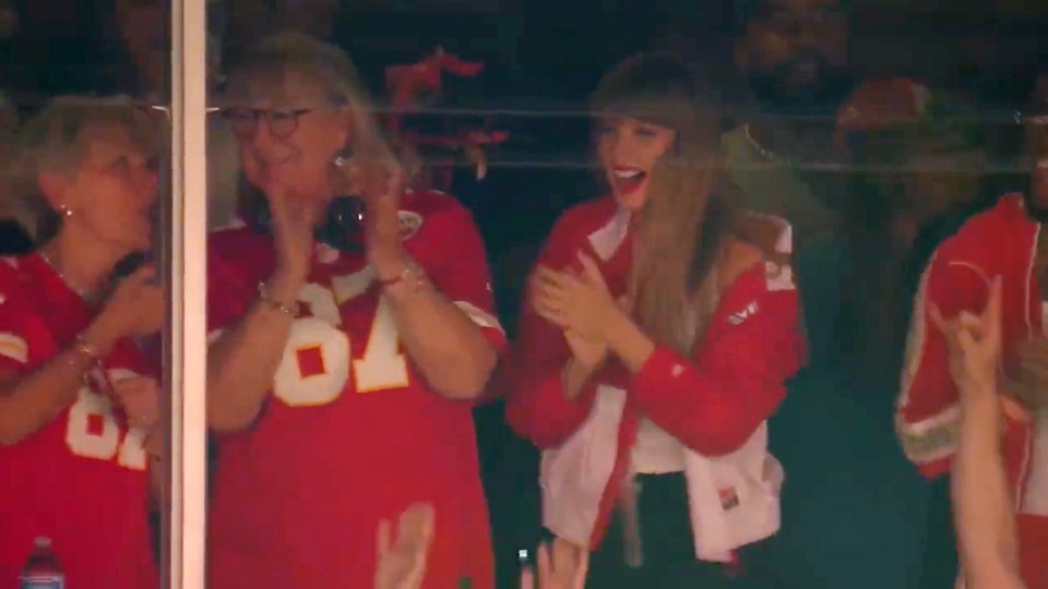Taylor Swift watches NFL star Travis Kelce play for Kansas City Chiefs while wearing replica outfit amid dating rumors