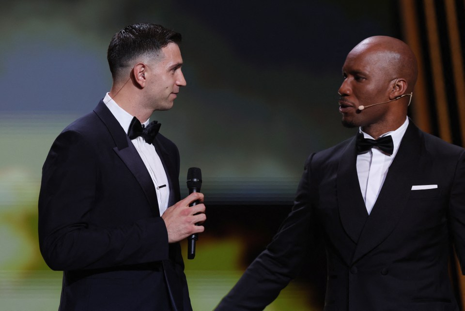 Awkward moment Emi Martinez is BOOED with Drogba forced to intervene and tell off crowd during Ballon d’Or ceremony