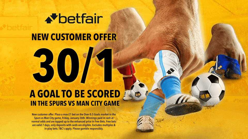 Tottenham vs Man City: Get 30/1 for a goal to be scored in huge FA Cup clash with Betfair