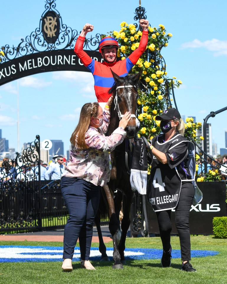 Jockey breaks down in tears after death of ‘incredible’ racehorse Verry Elleegant due to complications giving birth