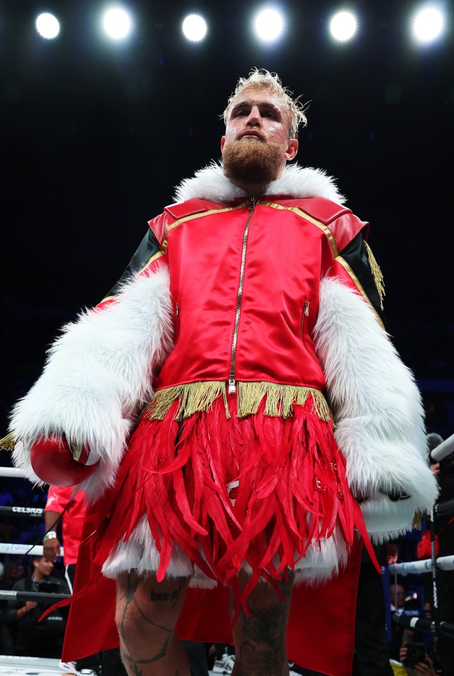 Jake Paul fans baffled by his outfit during first-round knockout of Ryan Bourland as they ask ‘why’s he got a tutu on?’