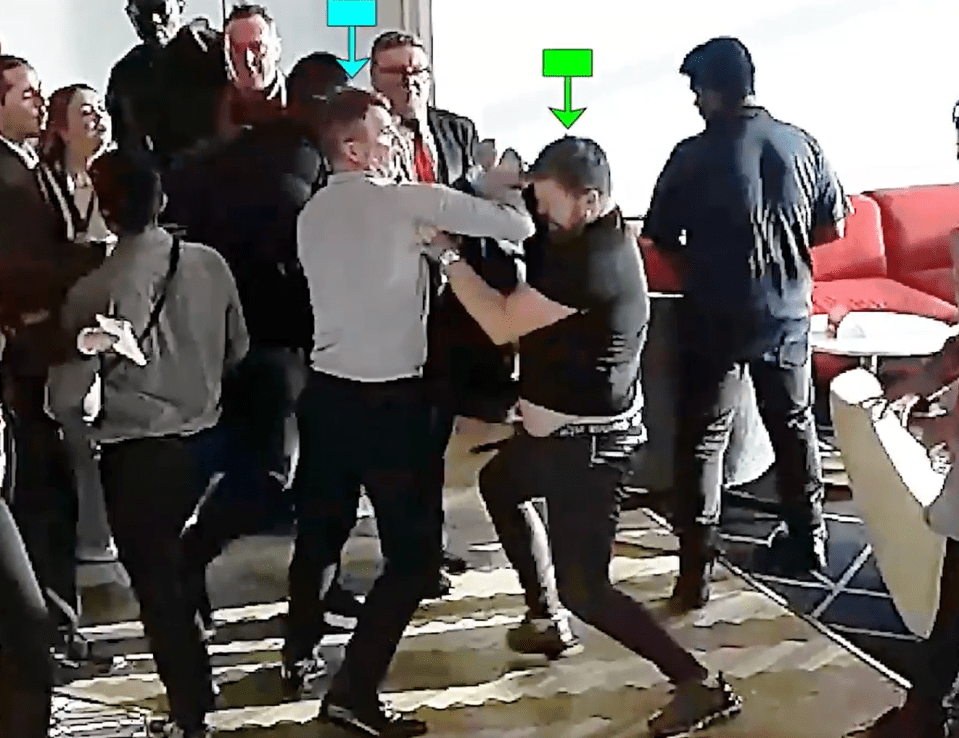 Moment Roy Keane ‘elbows’ football fan who ‘headbutted him’ during brawl before Micah Richards restrains supporter