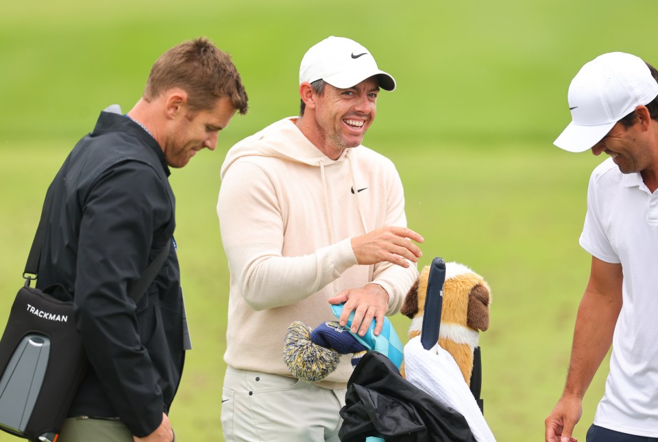 Carefree Rory McIlroy is ‘running away’ from pressure of Erica Stoll split as he’s seen laughing ahead of PGA showdown