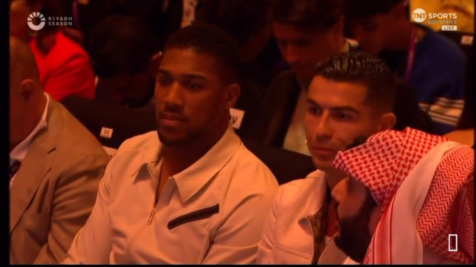 Cristiano Ronaldo leaves Anthony Joshua in stitches with ringside antics at Tyson Fury vs Oleksandr Usyk fight