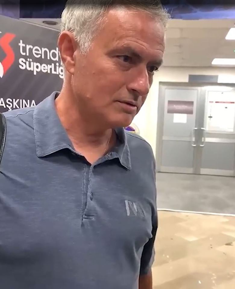 Awkward moment Jose Mourinho storms off after seeing reporter’s phone following Fenerbahce defeat to bitter rivals