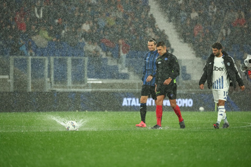 Serie A clash involving Champions League club DELAYED after torrential rain as 18-word statement released