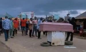 Youths Display Coffin As Massive Protest Against Hunger Erupts In Rivers