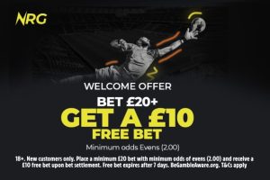 Football betting offer: Claim a £10 free bet as a new customer with bookmaker NRG