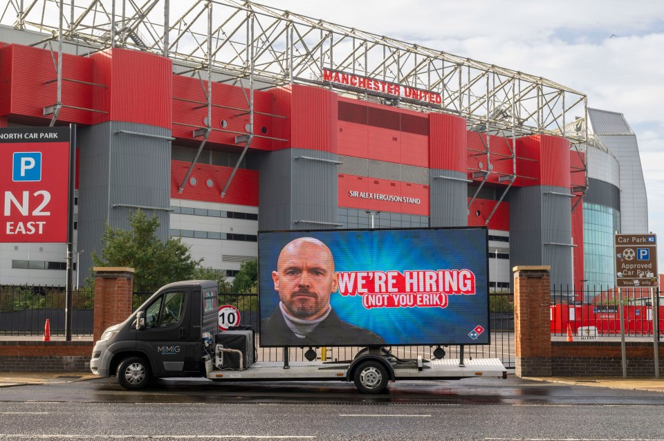 Erik ten Hag brutally trolled by Domino’s as Man Utd manager faces sack with crunch talks tomorrow