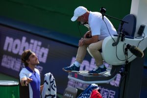 Tennis ‘cry baby’ Tsitsipas sits down and REFUSES to play before telling umpire ‘I hope you get FIRED’