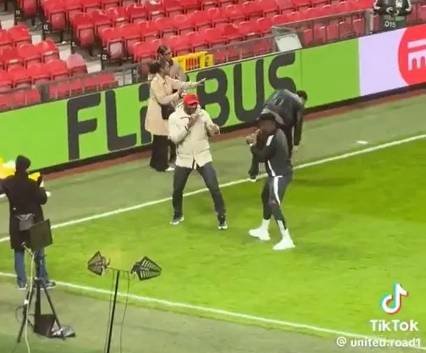 Man Utd star Andre Onana tackled to floor by 19st 6lb giant Francis Ngannou moments after win over Bodo/Glimt