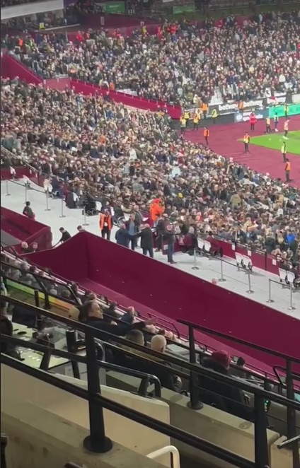 West Ham fans filmed walking out after 34 minutes as they fall 4-0 down to Arsenal in wild first half of football