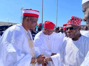 Photos: Shettima, Saraki, Obasanjo Arrive Kano For Kwankwaso’s Daughter’s Wedding