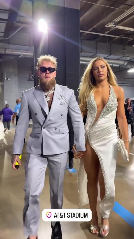 Jake Paul’s girlfriend Jutta Leerdam steals the show in revealing slit dress for Mike Tyson fight