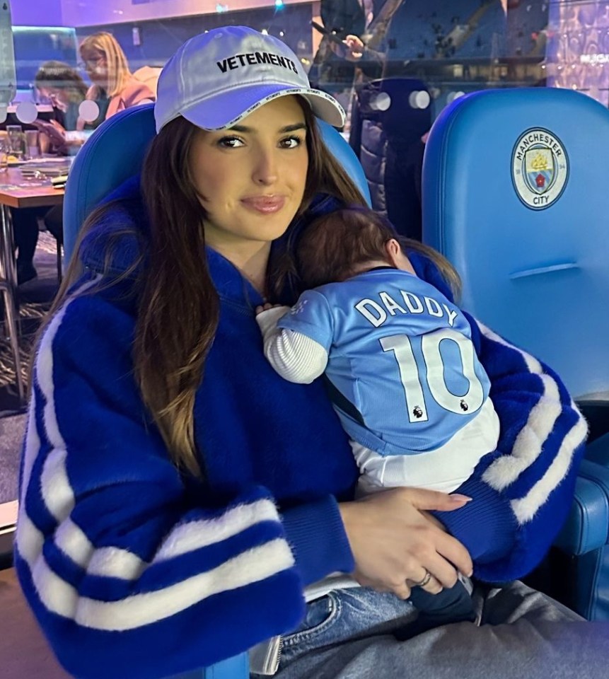 Sasha Attwood and newborn daughter support Jack Grealish at Man City vs Tottenham clash in adorable photo