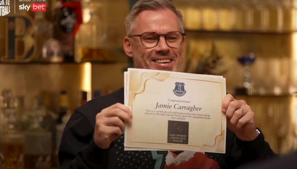 Gary Neville’s brutal Secret Santa present for Jamie Carragher ‘rejected’ by Everton