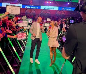 Sky Sports presenter Emma Paton puts on leggy display at World Darts Championship as fans hail ‘awesome outfit’