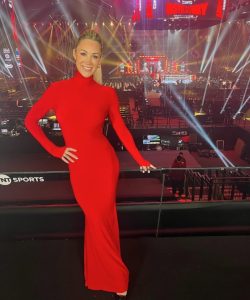 TNT Sports presenter who used to be in Gladiators steals show at Tyson Fury vs Oleksandr Usyk in incredible red dress