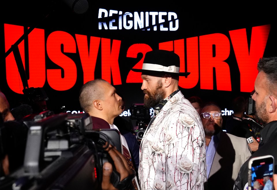 Tyson Fury and Oleksandr Usyk separated by security after neither boxer refused to move for over TEN MINUTES