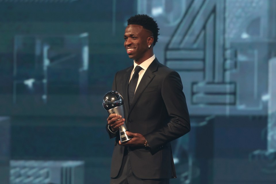 Vinicius Jr wins Fifa The Best award after Ballon d’Or controversy while Man Utd ace Garnacho also bags top prize